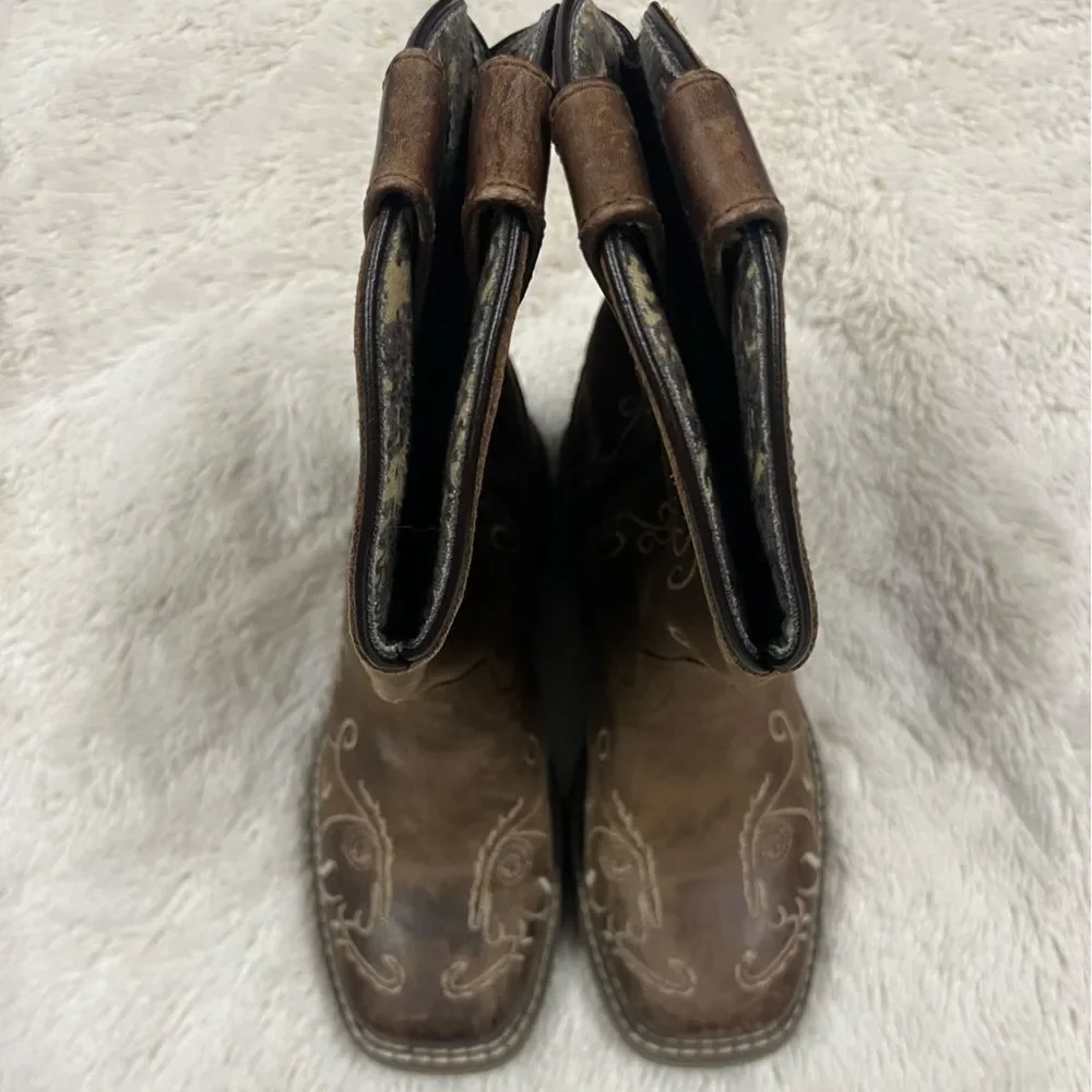 SMOKEY MOUNTAIN BOOTS /youth✨12.5regular✨Embroidered Brown Cowboy Boots. Unisex
